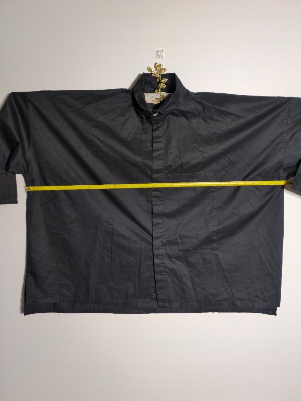 PLANET by Lauren G Cotton Signature Black Shirt Top One Size Oversized Drape - Picture 10 of 13